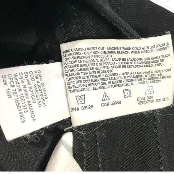 Gloria Vanderbilt Jeans Womens 18W Amanda Tapered Leg Classic Stretch Black NEW - Picture 7 of 14